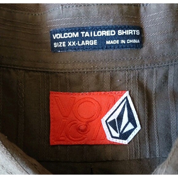 VOLCOM Tailored Fit Mens Olive Green Long Sleeve Shirt Men's 2XL - Picture 4 of 7